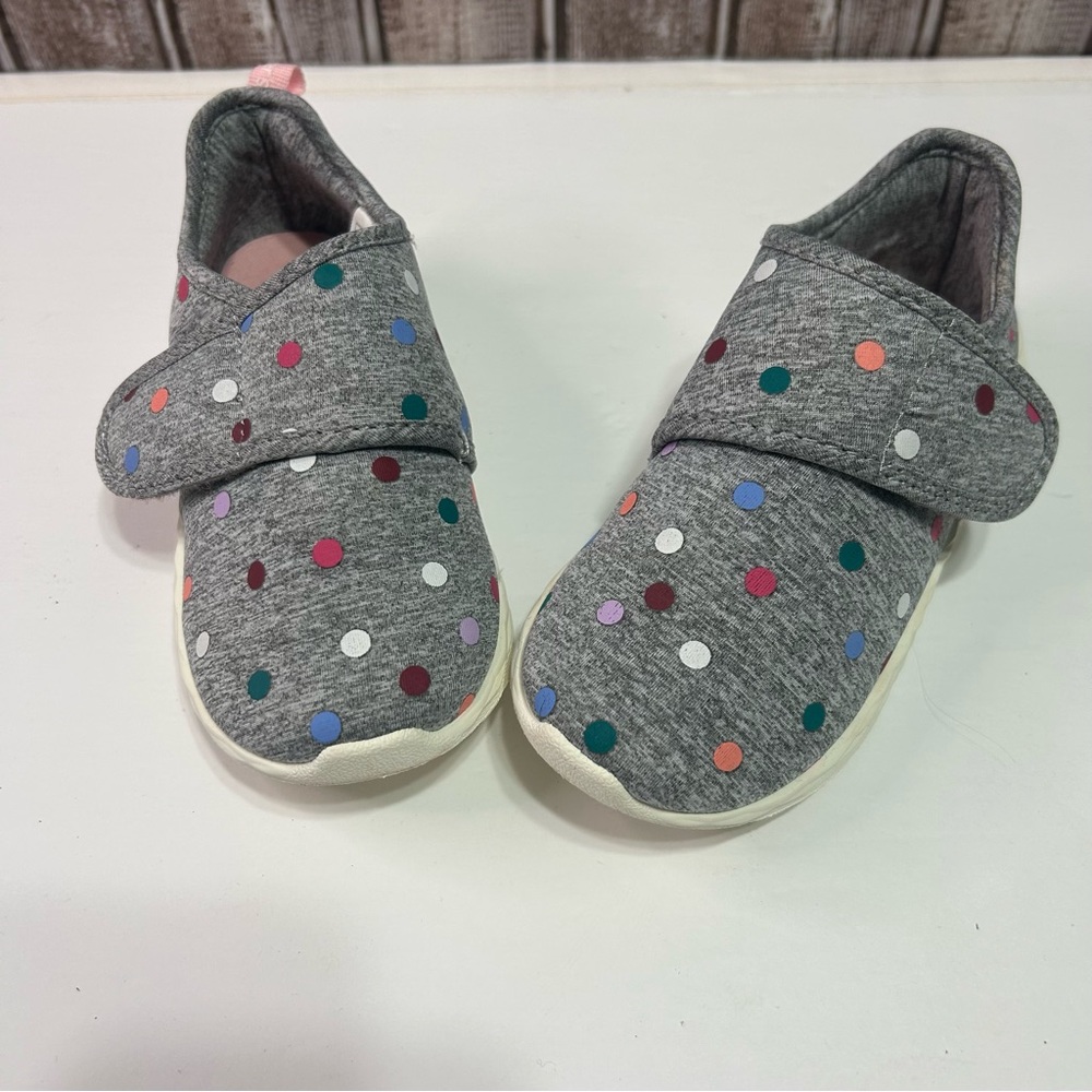 Carters kids girls canvas grey sneakers shoes multi colored polka dot size 12M - Picture 7 of 8